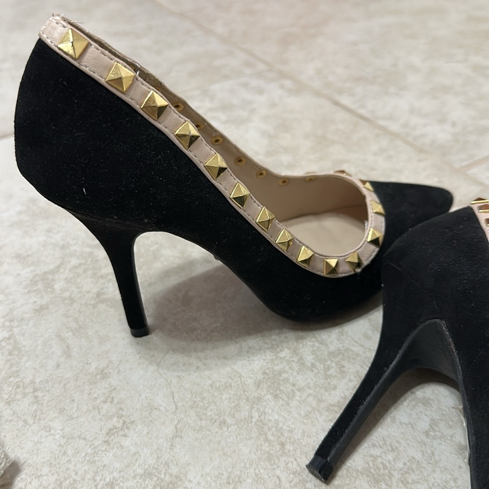 Charlotte Russe Black Studded Heels NEW Sz 8 - Picture 4 of 6